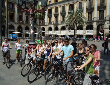 Barcelona bike ride student bicycle tour