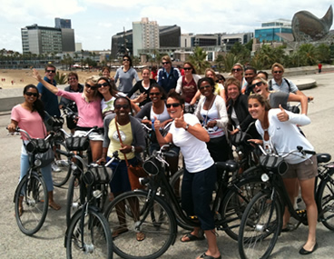 Studenten fietstour in Barcelona